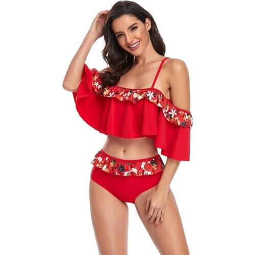 Sexy swimsuit ladies floral split swimsuit cross-border bikini