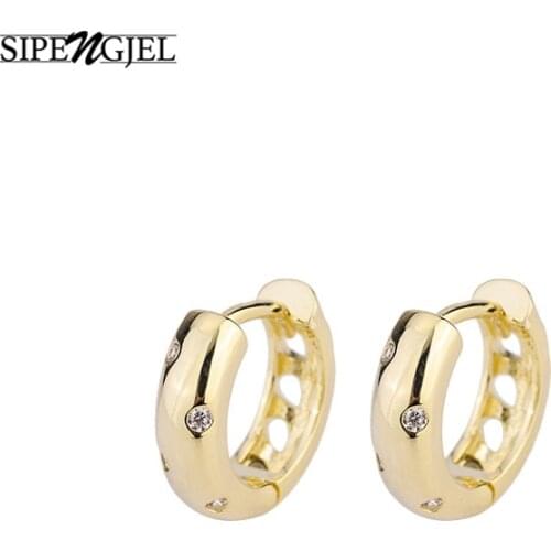 SIPENGJEL Fashion Cubic Zircon Huggie Hoop Earrings Exquisite Small Glossy Ear Bone aros Earrings For Women Jewelry 2021