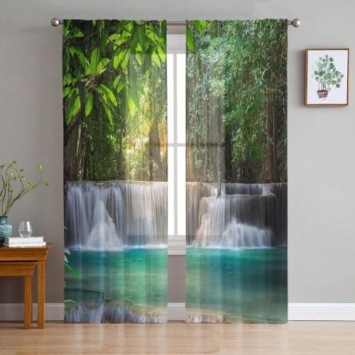 Youth Bedroom Sheer Curtains Nature Woods Lake Kitchen Study Curtains Living Room Holiday Decor Tulle Curtains