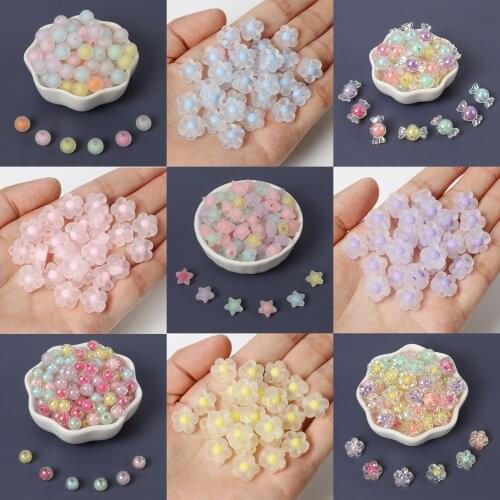 Mixed Acrylic Spacer Beads Transparent Flower Stars Round Beads for DIY Handmade Necklace Earrings Jewelry Making Accessories