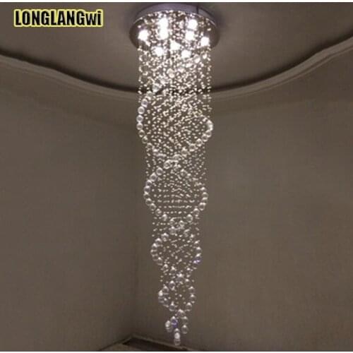 Double helix Modern LED K9 Crystal Chandeliers Lamp Stairs lights chandelier lighting for Living Room