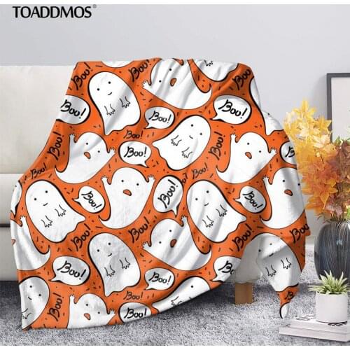 TOADDMOS Cute Cartoon Halloween Ghost Design Fleece Blanket Gift for Child Comfort Thin Quilt Sofa Throw Blanket Bedding manta