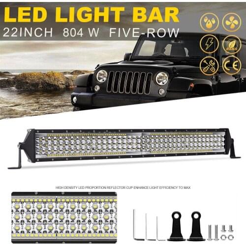 YNROAD 804w 20inch five rows Led slim Light Bar offroad bar combo beam for Hunting Driving Offroad Light