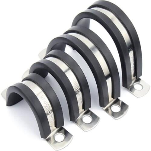 Stainless steel with rubber strip horseback clamp support pipe buckle throat hoop water U-shaped