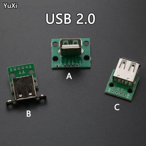 YUXI 1PCS Vertical and Horizontal with Screw Hole USB 2.0 Female A Connector 2.54mm PCB Converter Adapter Breakout Board