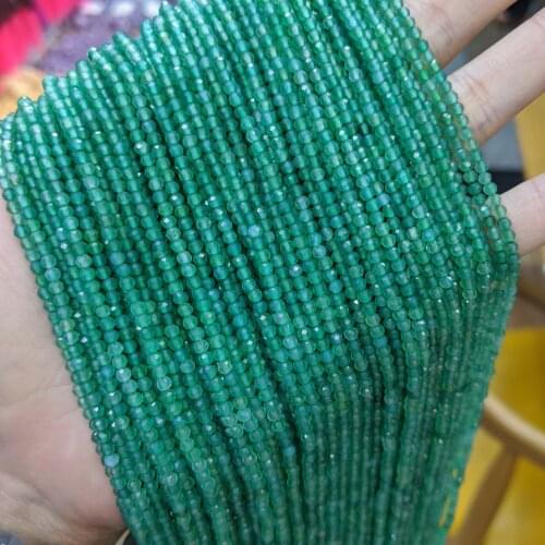 Green Agate Natural Faceted Beads 3mm Cutting Loose Green Chalcedony Beads for Jewelry Making