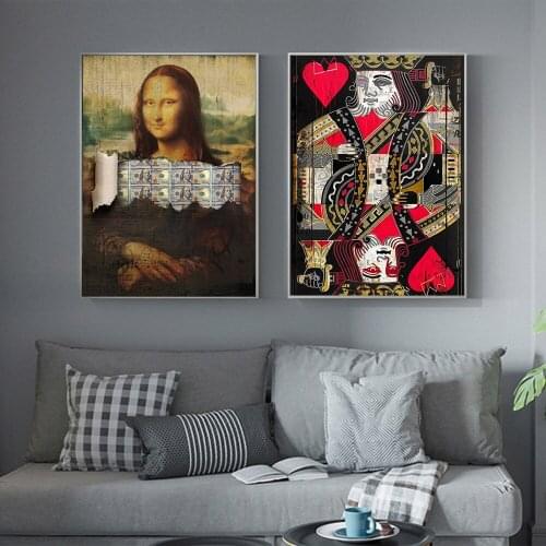 Canvas Painting Money Lisa poster Play Your Hand Pop Culture Canvas Poker Card Wall Art Picture for Home Decor