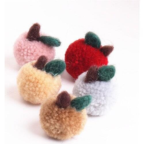 Newest 10PCS 32*40MM Handmade Round Wool Felt Apple Girls Hair Jewelry Bow Center Decor Garment Ornament Accessories Patch