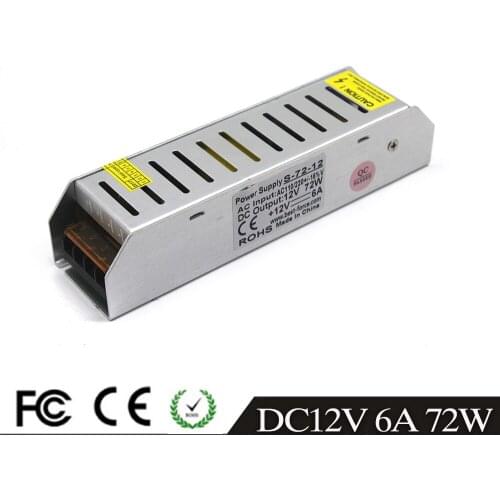12V DC Power Supply Adapter 6A 72W Switch Driver Transformer 110V 220V AC DC12V SMPS for Led Strip Light Lamp CCTV Amplifier