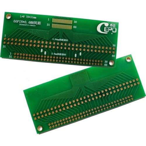 2pcs 78*31mm Double-row Pinboard test board ENIG PCB 50pin spacing 0.4mm for LCM LCD TFT Universal switchboard for BTB Connector