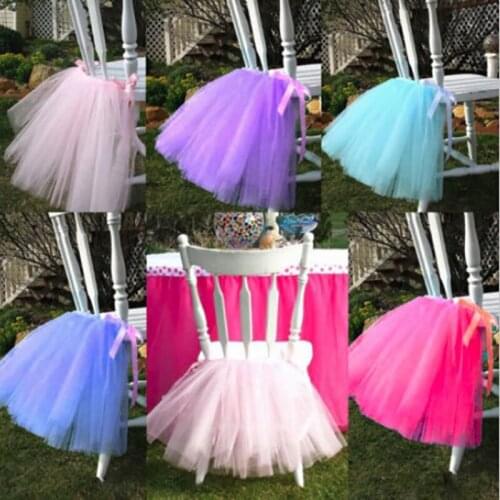2pcs/set Tulle Tutu Chair Skirt Tableware for Wedding Decoration Baby Shower Party Wedding Chair Cover Skirting Home Textile
