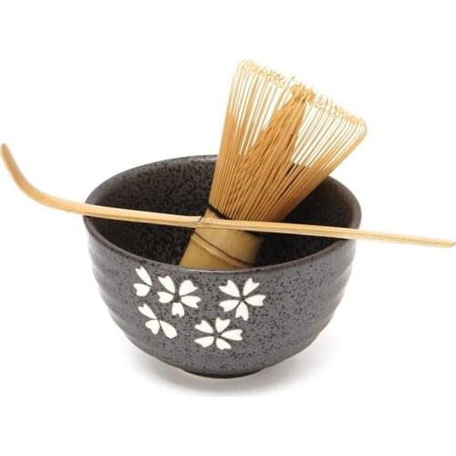 3pcs sets Tea Ceremony Matcha Ceramic Tea Bowl Bamboo Tea Scoop Matcha Whisk Japanese Teaware Tea Tool 4 Style matcha bowl set