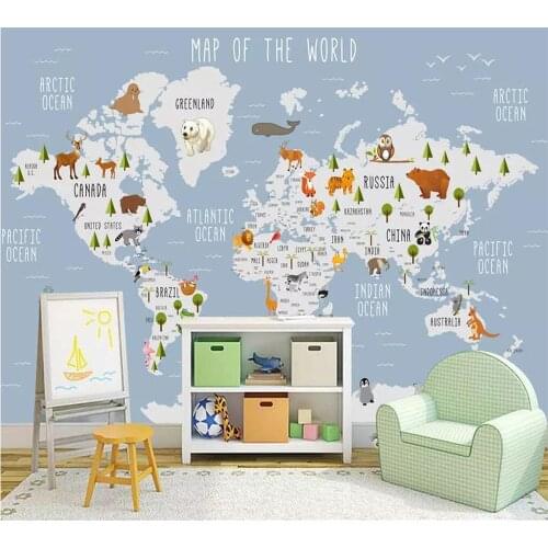 Beibehang Custom wallpaper 3d photo mural cartoon world map living room bedroom background mural childrens room 3d wallpaper