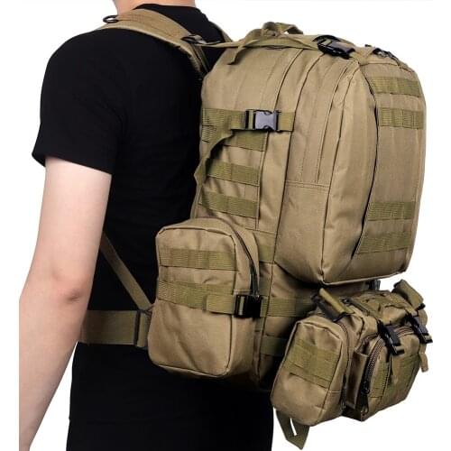 4 in1Molle Sport Tactical Bag 50L Camping Backpack Mens Military Backpack Outdoor Hiking Climbing Bags Travelling Shoulders Bag