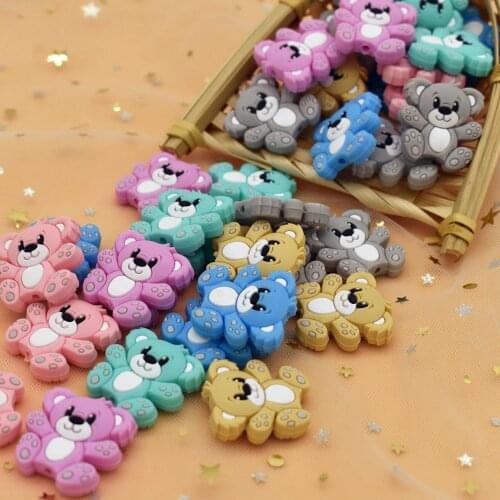 5pcs Silicone Teether Beads Animals Baby Toys Food Grade Silicone Baby Teething Beads DIY Jewelry Making Newborn Teether Toys
