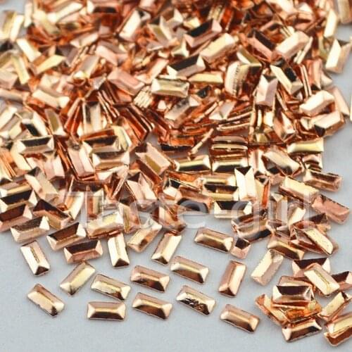500 pieces rectangle champagne gold metal Rhinestones For 3D Nail Art Tips Decoration beauty Styling Accessories Tools