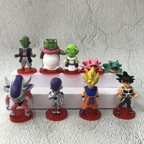 8pcs/set Anime Dragon Ball Z Character Vegeta Goku Cute Version PVC Action Figure Model Toy