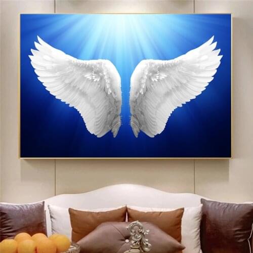 Abstract Art White Green Wings Dream Canvas Painting Wall Art Posters Prints Wall Pictures for Living Room Motivational Cuadros