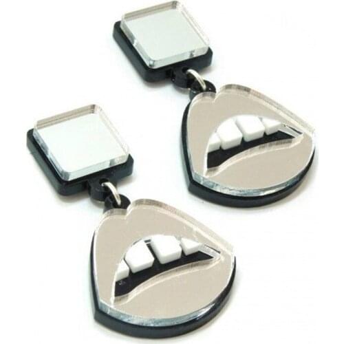 Harajuku Mirror Surface Lips Acrylic Stud Earrings Cool Punk Drop Earrings Party Club Fashion Accessaries