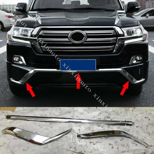 Car Styling Accessories ABS Chrome Front Bumper Lip Molding Strips Trim For Toyota Land Cruiser LC200 2016-2020