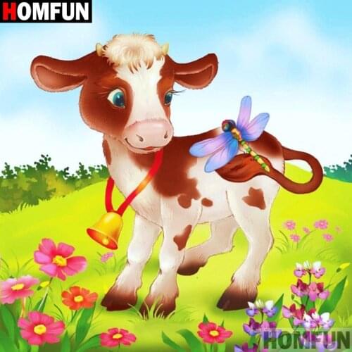 HOMFUN Full Square/Round Drill 5D DIY Diamond Painting "Cartoon cow" Embroidery Cross Stitch 5D Home Decor A08959