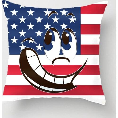 American Flag Angry Funny Smiley Face Emoticon Wedding Decorative Cushion Cover Pillow Case Customize Gift For Sofa Pillowcase