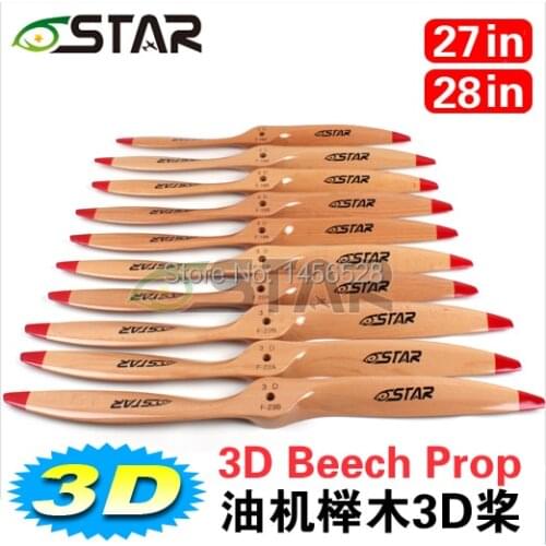 Free Shipping gas wooded propeller 27 28 inch high quality rc aircraft 3D wooden beech props rc gasoline aircraft propellers