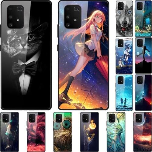 Case For Samsung Galaxy M80s Black Silicone Bumper With Tempered glass Back Phone Cover
