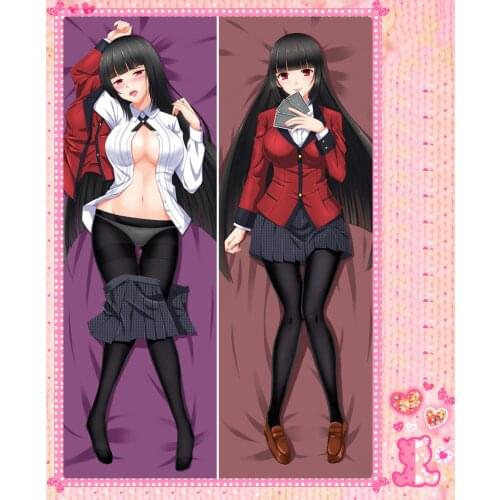 Japanese Anime Cartoon Jabami yumeko Double sided hugging Pillow Case Cover Pillow Cover Pillowcase Peach Skin 2 Way 17058