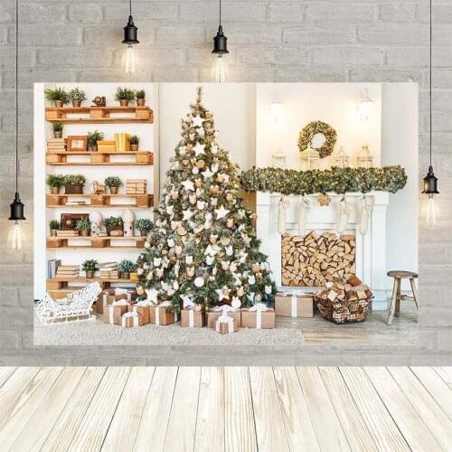 Avezano Photography Backgrounds Christmas Tree Fireplace Gifts Mistletoe Wreath Christmas Stocking Photo Studio Photozone Decor