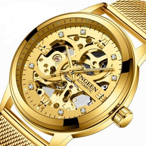 Automatic mesh belt mechanical watch watch men watch waterproof noctilucent set auger double-sided hollow-out the tourbillon