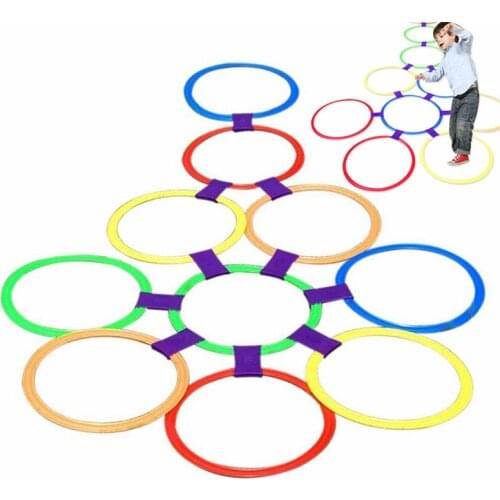 Lattice Jump Ring Set Outdoor Games Kids Funny Physical Training Sport Toys Game with 10 Hoops 10 Connectors for Park Play
