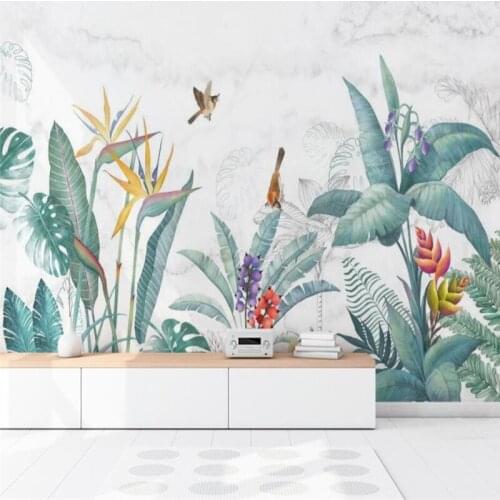 Beibehang papel de parede,Custom Wallpaper Mural European Retro Landscape Oil Painting Tropical Rainforest Basho Coconut Tree