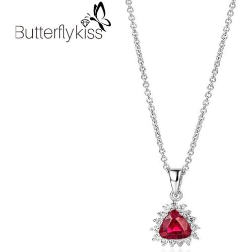 BK Genuine Gold 585 Diamond Necklace With 18k Red Spinel Pendant Necklace New Design Fashion Luxury Jewelry For Women Customized