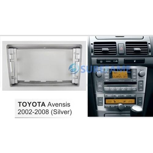 9 inch Car Fascia Radio Panel for Toyota Avensis 2002-2008 (Silver) Dash Kit Install Facia Console Bezel Adapter 9inch Plate