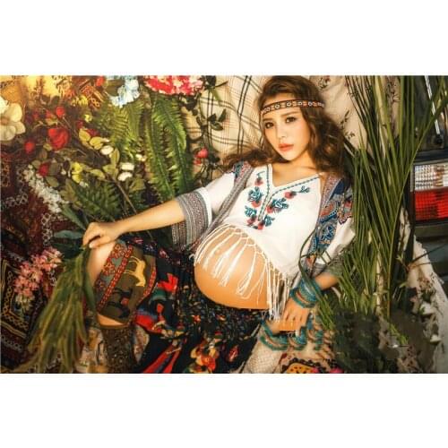 Pregnant Dress Ruffle Off Shoulder Floral Maternity Dresses For Photo Shoot Chiffon Maternity Dress Party Clothes