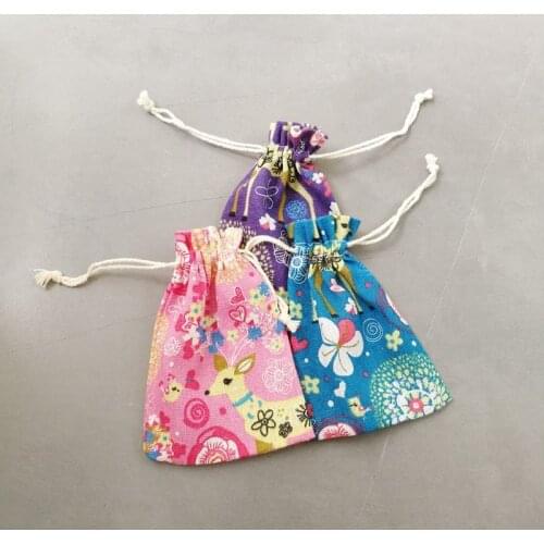 10pcs Deer Christmas Gift Bag for Jewelry Display Packaging Cotton Cloth Storage Bag Jute Bags Gift Drawstring Bag Wedding Party