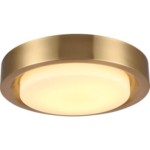 Hallway retro brass ceiling lamp porch Light led strip lustre round office glass lampshade surface light hotel lighting fixtures