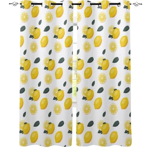 Lemon Fruit White Window Interior Curtain Valance Door Room Drape for Kitchen Living Room Bedroom Decoration Curtains