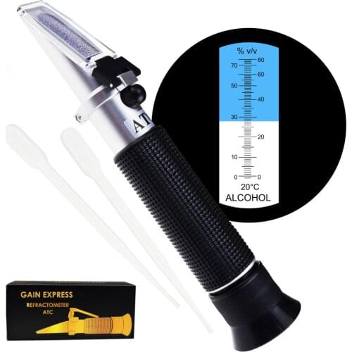 Alcohol Refractometer with ATC 0~80% VOL Volume, for Distilled Beverages Wine Making Winemakers Homebrew Concentration Tester