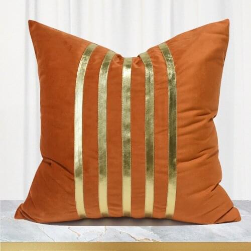 Luxury Cushion Cover 45x45 Orange Gold Stitching Throw Pillow Cover Home Deco Hotel Livingroom Cushion Cover 50x50