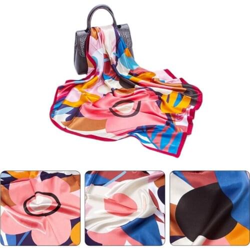 Luxury Square Imitated Silk Scarf Women Plain Striped Line Shawls and Wraps Fashion Bag Scarfs Hair Tie Bandanas Hijab