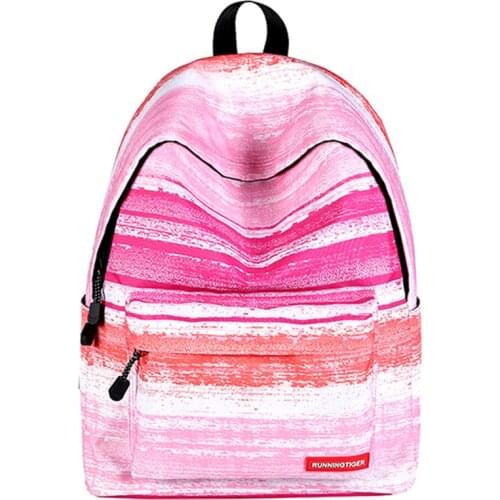 Travel Backpack Bag Woman Kids Backpack Girls Striped Student Bookbags Lightweight Daypack Pink Bag Canvas Schoolbag Durable
