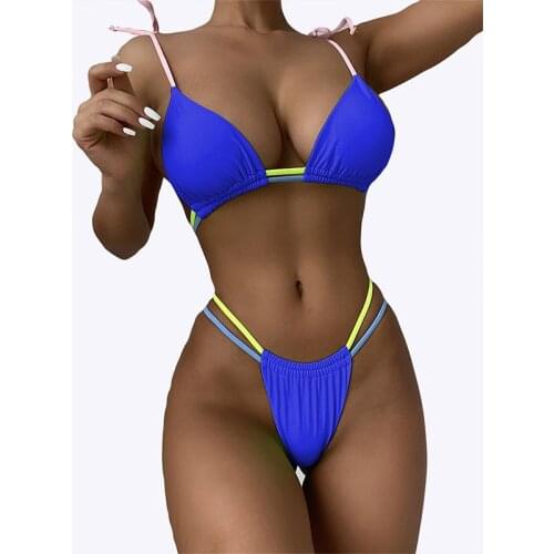 Sexy Micro Thong Bikini Set 2021 Women Push Up Swimwear Two Piece Backless Bandage Biquini Brazilian Beachwear Bathing Suits