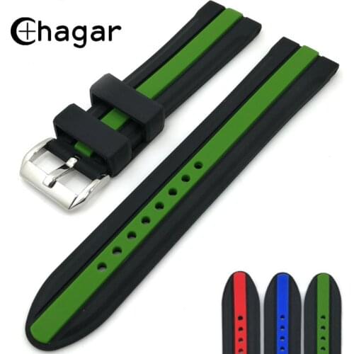 Silicone Rubber Watchband 20mm 22mm 24mm Outdoor Sports watch strap Duplex colour Universal Waterproof Diving Wrist Strap Belt