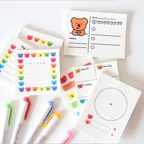 SIXONE 50 Sheets Ins Rainbow Koala Memo Pad School Students To Do List Portable Weekly Planner Stickers Kawaii Diy Stationery