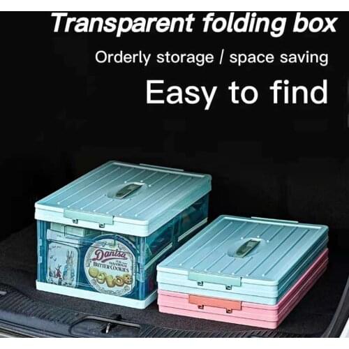 Vehicle mounted folding transparent vehicle storage box vehicle trunk sundries storage box tape cover plastic box