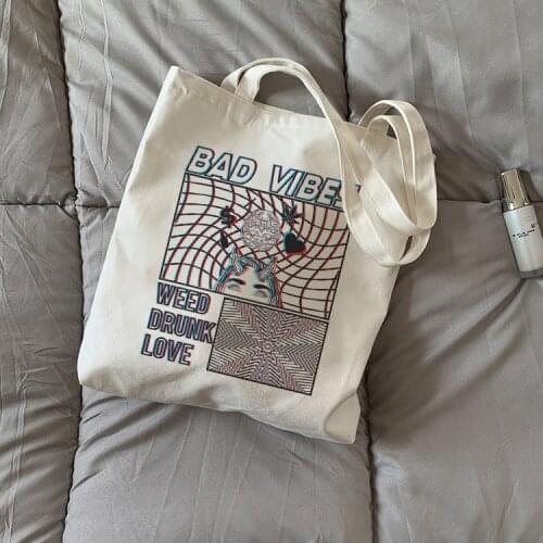 Fun Japanese Cartoon Casual Womens Shoulder Bag Hip-hop Womens Bag Letter Print Large Capacity Vintage Zipper Punk Shopper Bag