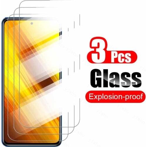 3Pcs on POCO X3 Pro Pocophone Little F3 Tempered Glass Poko F3 X3 Screen Protector Cover Glass Poco M3 Pro HD Protective Film