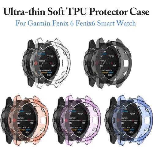 Protection Case For Garmin Fenix 6 Smart Watch Protector Frame Soft Crystal Clear TPU Case Cover